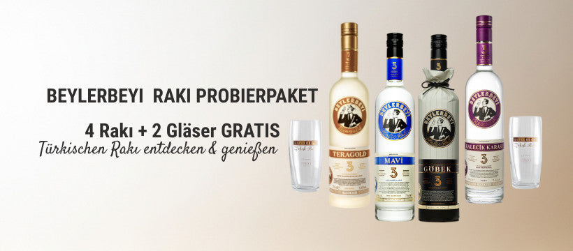 Beylerbeyi Probierpaket – 4 Rakı + 2 Gläser gratis