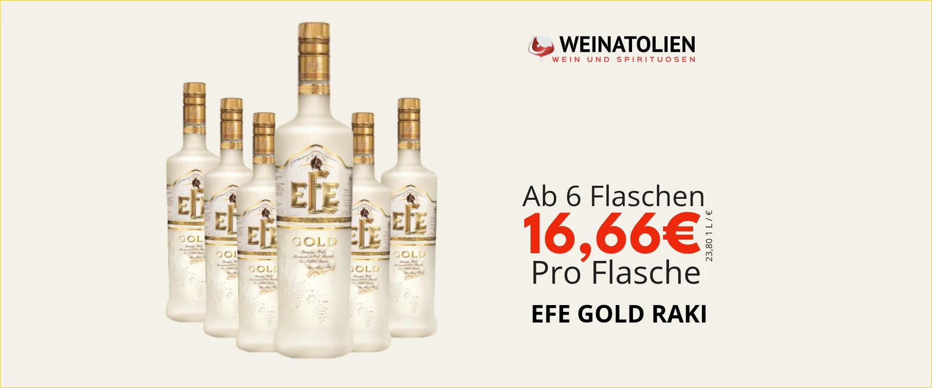 Efe Gold Raki 6er Sparpaket – 6 Flaschen zum Vorteilspreis