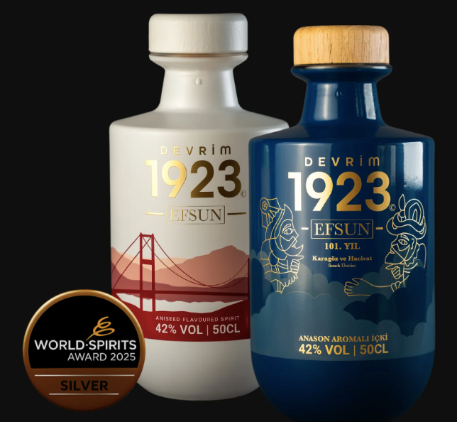 Devrim 1923 Efsun und Efsun 101 Premium Rakı Flaschen - World Spirits Award Silver und 96 Falstaff Punkte