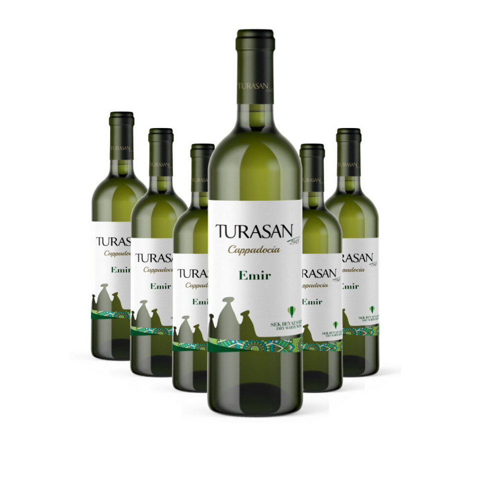 Turasan Emir 6er Weinpaket aus Kappadokien türkischer Weißwein aus der Rebsorte Emir