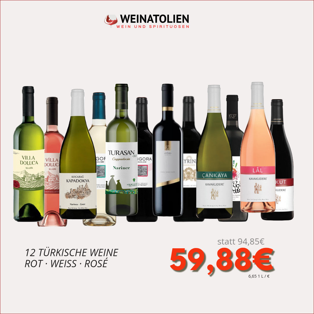 Weinpaket mit 12 türkischen Weinen im Vorteilspaket