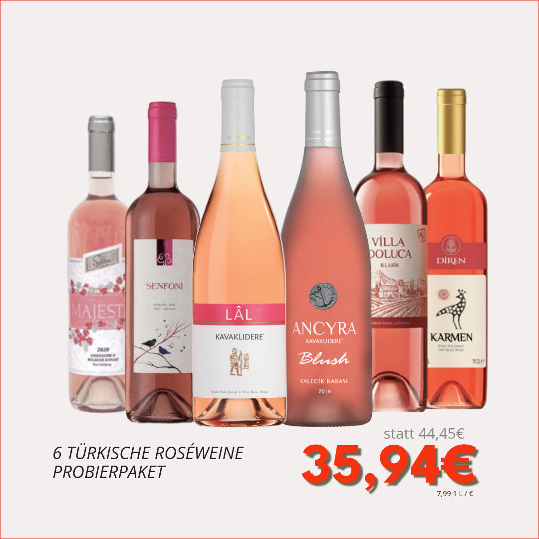 Roséwein Probierpaket mit 6 türkischen Roséweinen