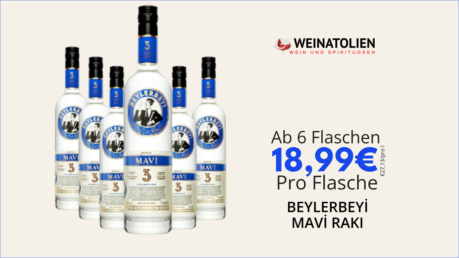 Beylerbeyi Mavi Raki 6er Sparpaket mit sechs Flaschen