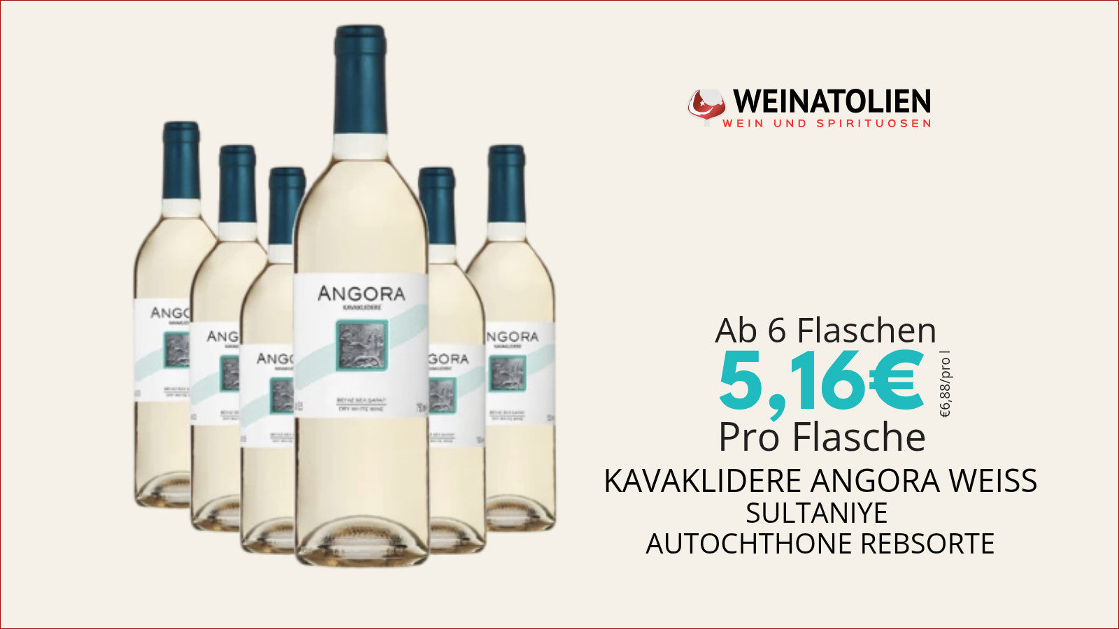 Kavaklıdere Angora Weiß 6er Sparpaket – türkischer Weißwein aus der autochthonen Rebsorte Sultaniye