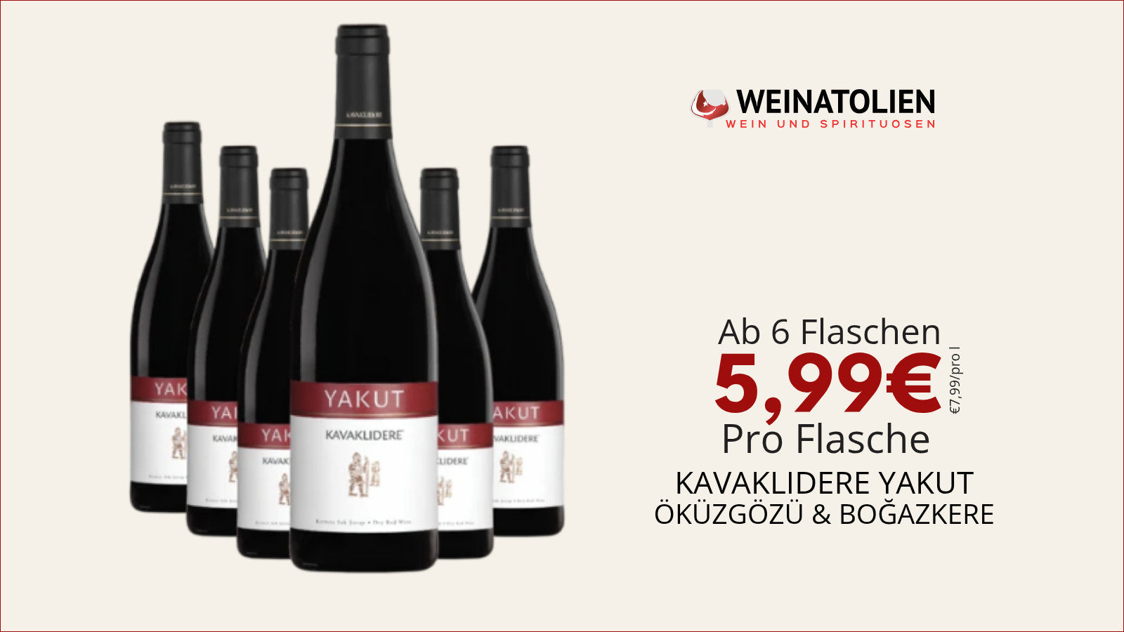 Kavaklıdere Yakut 6er Sparpaket – türkischer Rotwein aus Öküzgözü und Boğazkere