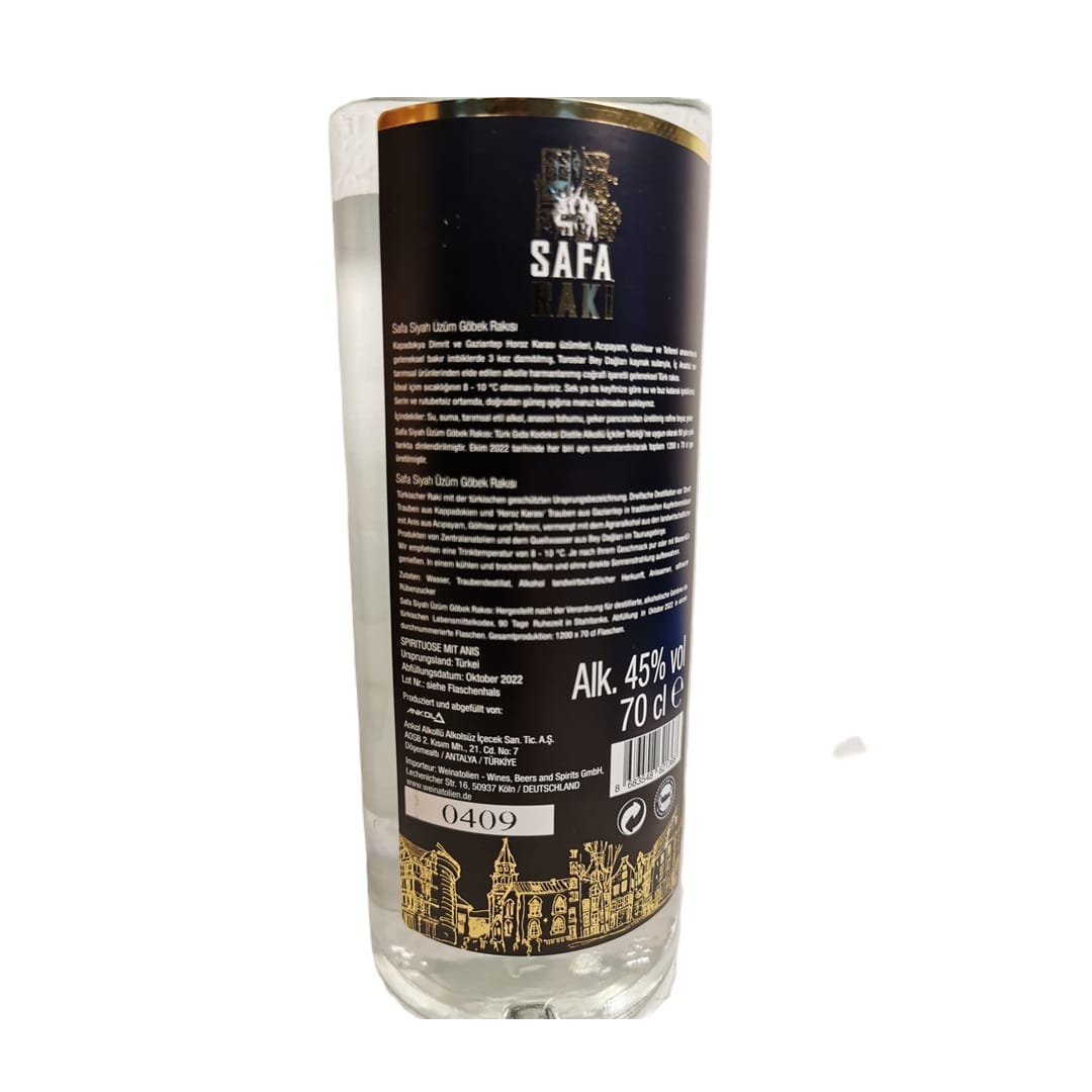 Safa Rakı Siyah Üzüm Göbek Rakısı