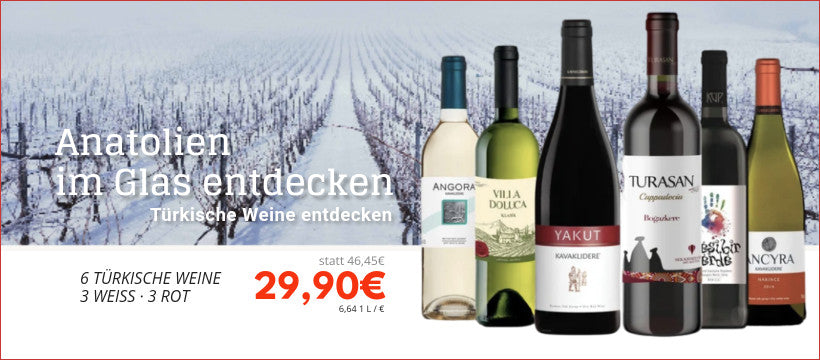 Wein Probierpaket – 6 türkische Weine zum Probieren
Verkaufspreis
€29,90