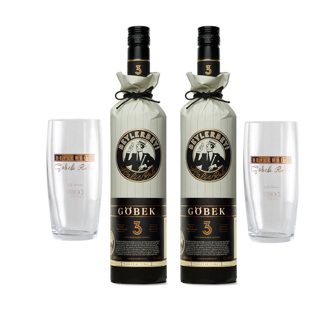 Beylerbeyi Göbek Rakı 2er Set mit 2 originalen Gläsern