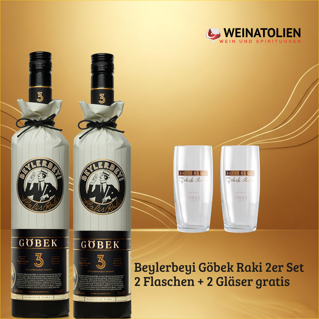 Beylerbeyi Göbek Rakı 2er Set mit 2 Gläsern gratis