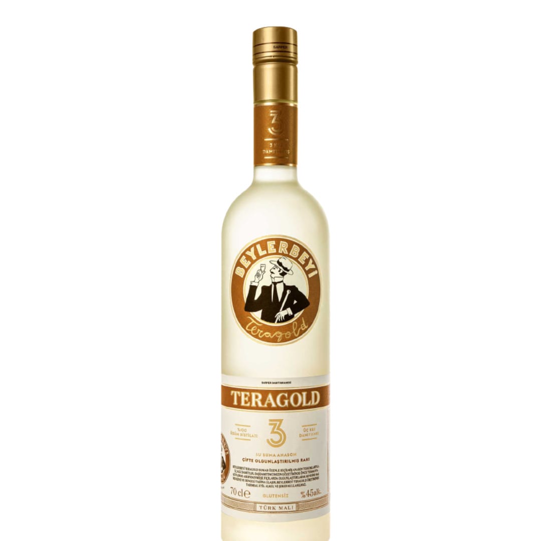 Beylerbeyi Teragold Rakı – Premium Rakı aus 100% Suma (Traubendestillat), hergestellt von Sarper in Akhisar.