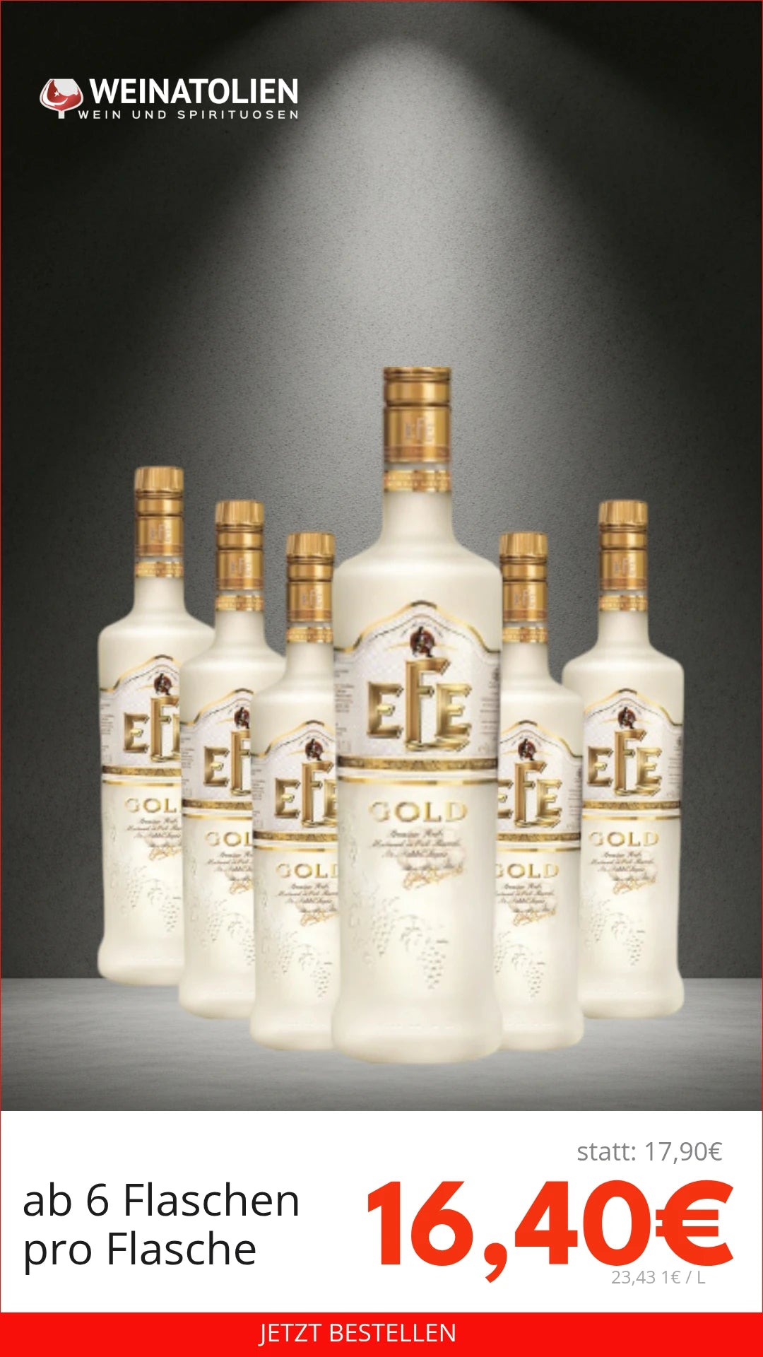 Efe Gold Raki 6er Sparpaket - Premium Raki aus der Ägäis zum Vorteilspreis