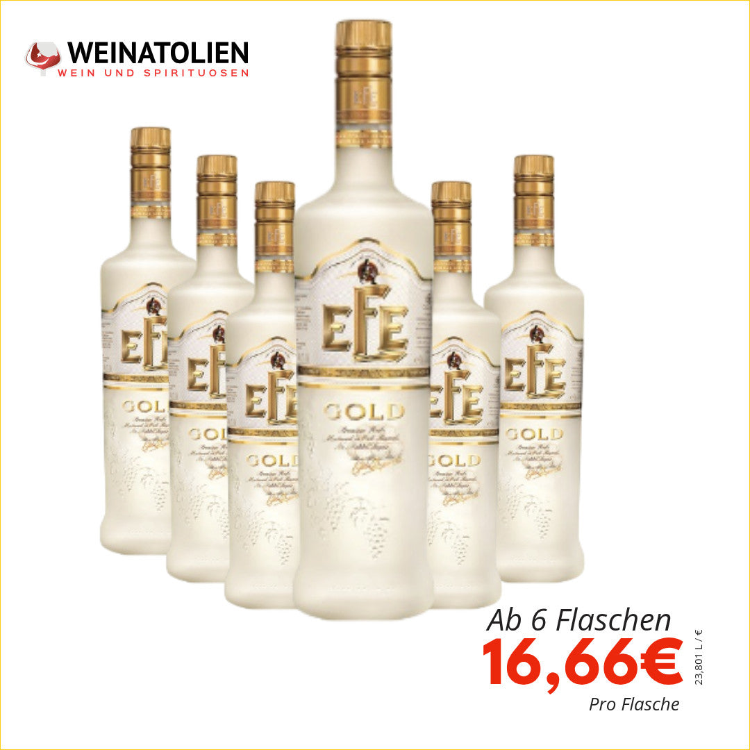 Efe Gold Rakı 6er Sparpaket mit 6 Flaschen zum Vorteilspreis bei Weinatolien