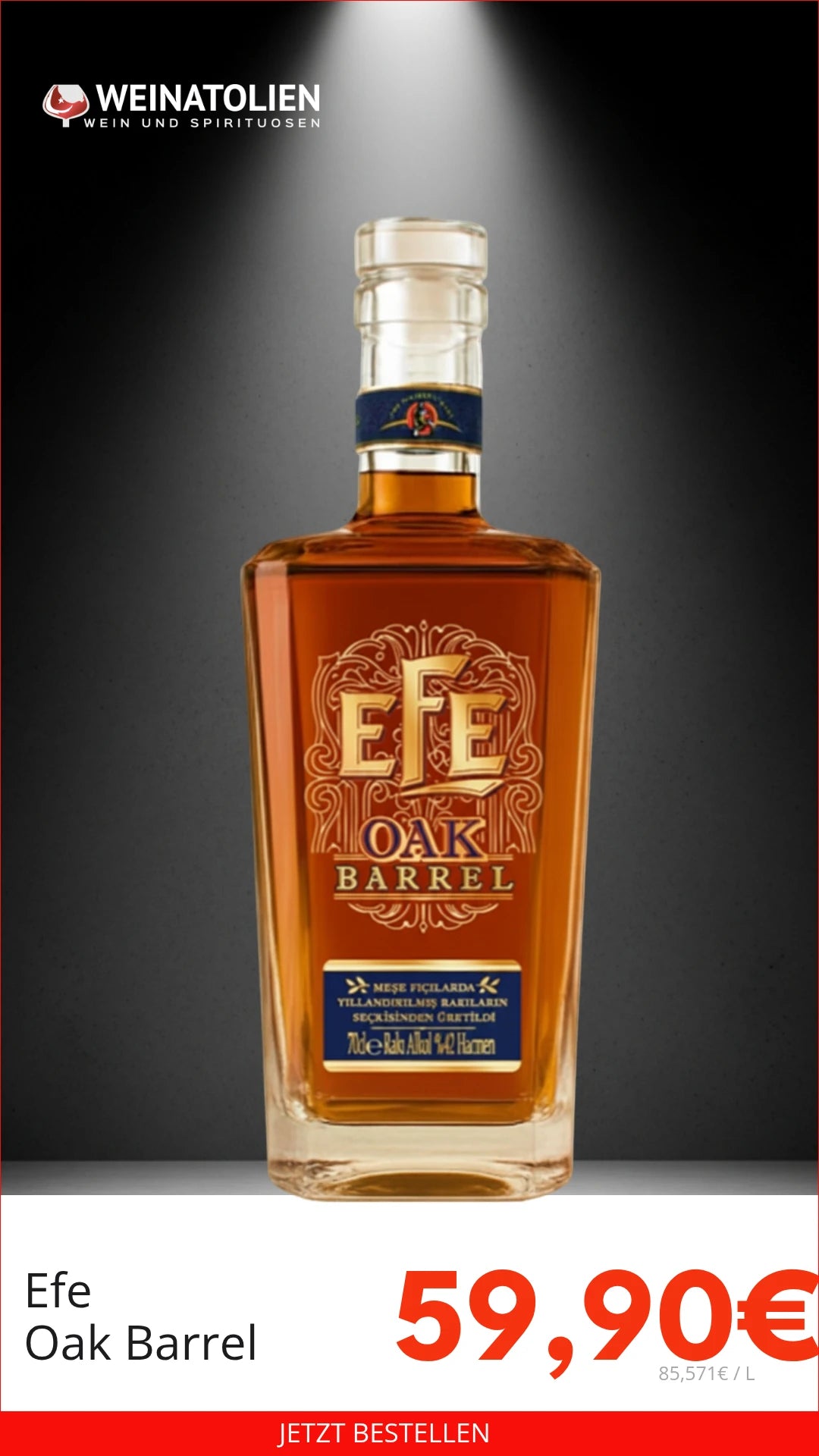 Efe Oak Barrel Raki - In Eichenfässern gereifter Premium Raki