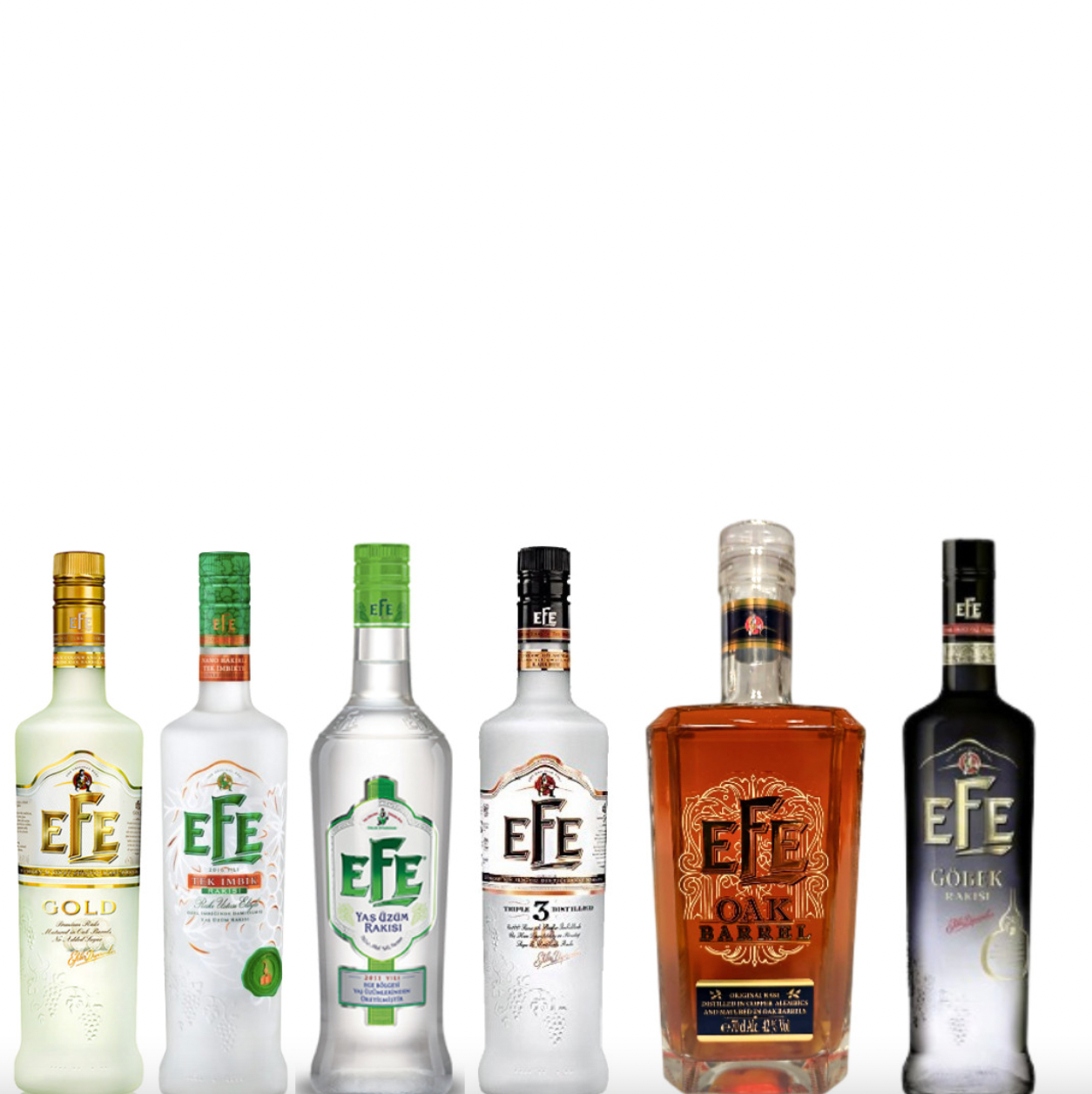 Efe Raki Probierpaket mit verschiedenen Sorten – Entdecken Sie die Vielfalt von Efe Gold, Yeşil Efe ve weiteren Klassikern in einem exklusiven Set.