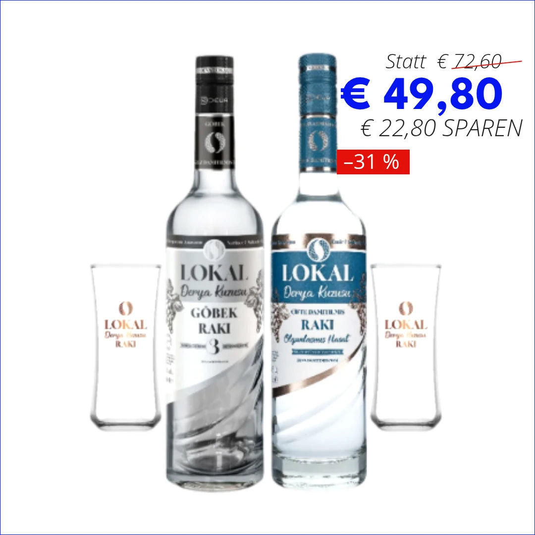 Lokal Rakı Kennenlern Set mit 2 Rakı und 2 Gläsern gratis – 31% Preisvorteil