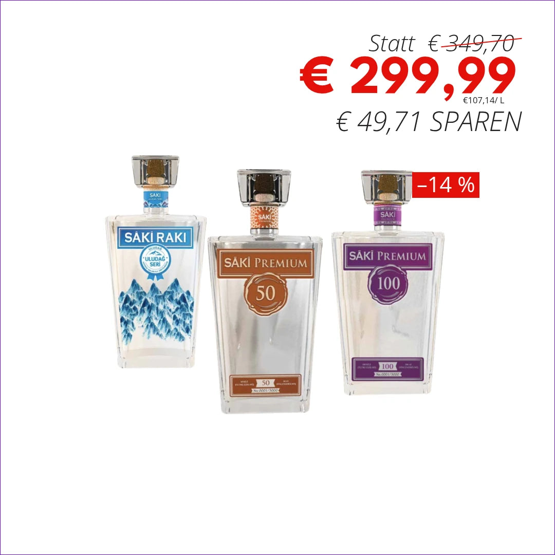 Sâki Rakı Premium Probierpaket – 3 Sorten zum Angebotspreis