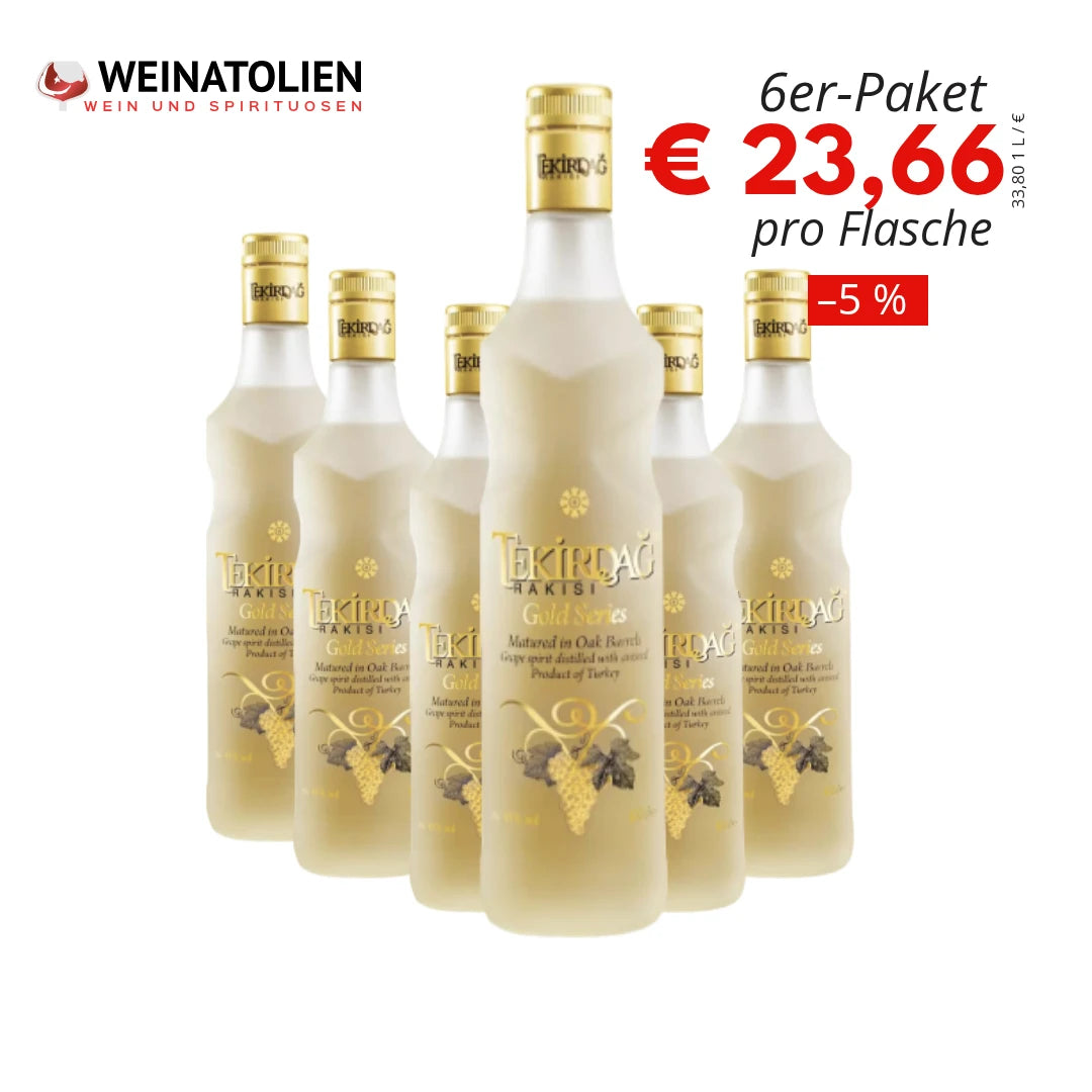 Tekirdağ Rakısı Gold Series 6er-Sparpaket – 23,66 € pro Flasche
