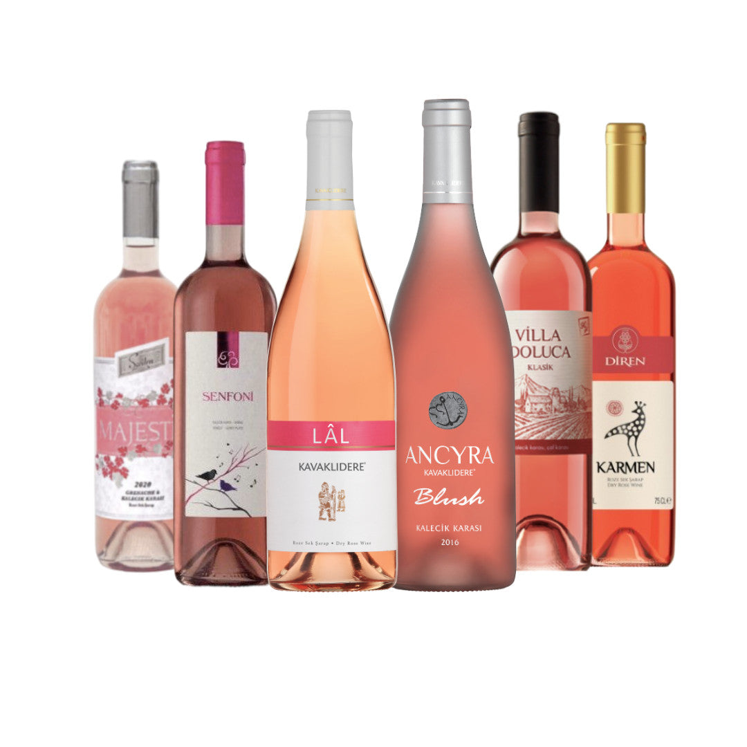 Exklusives Probiersparpaket türkischer Roséweine mit einer Auswahl an Top-Marken wie Lâl, Ancyra Blush und Villa Doluca Rose.