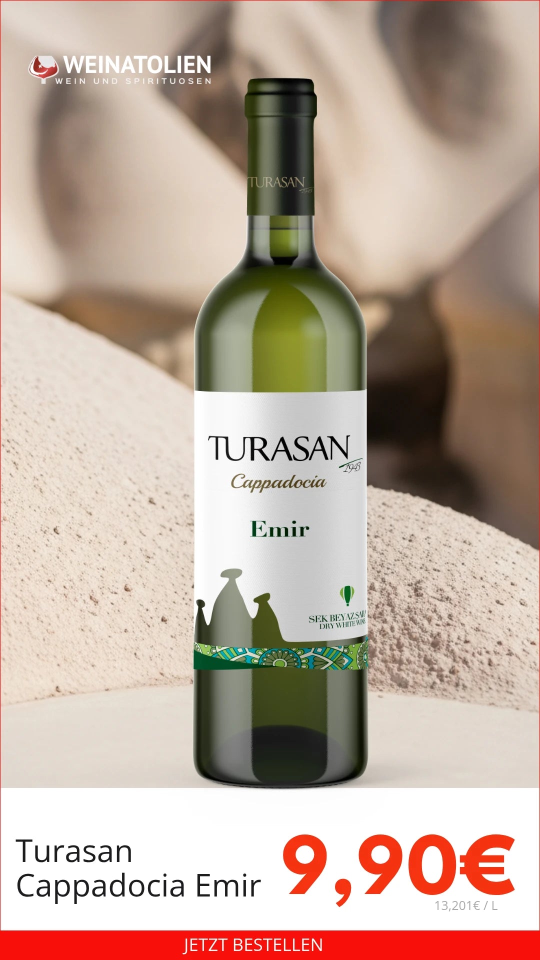 Turasan Cappadocia Emir - Exklusiver Weißwein aus der Emir-Traube in Kappadokien