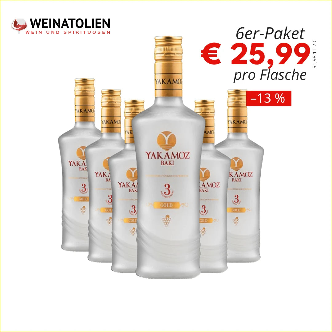 Yakamoz Rakı 6er-Sparpaket – 25,99 € pro Flasche