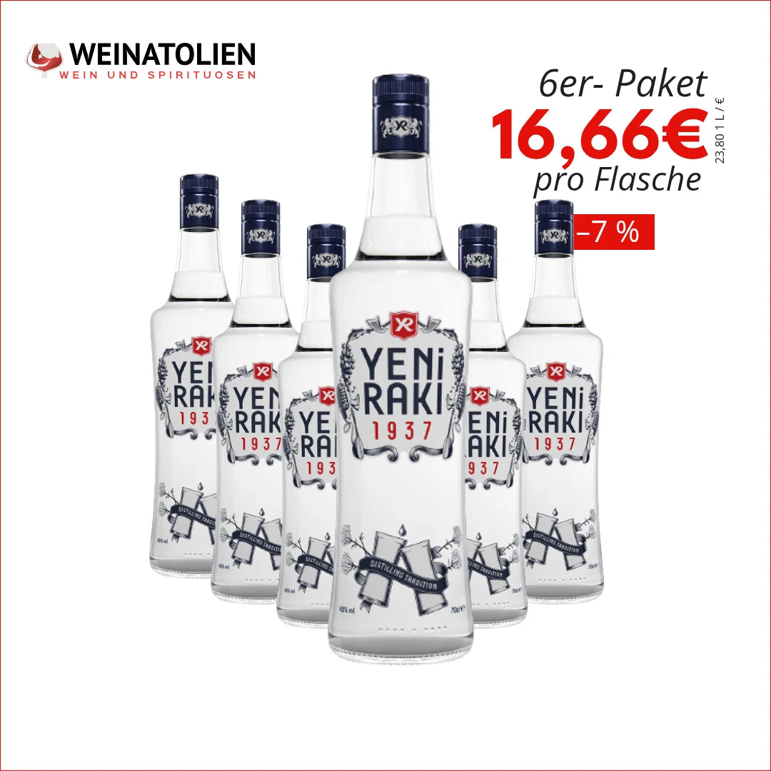 Yeni Rakı 1937 6er-Sparpaket mit sechs Flaschen und Preisvorteil