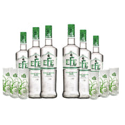 Yeşil Efe Rakı Geschenkset mit 6 Flaschen Rakı und 6 original Efe Rakı Gläsern