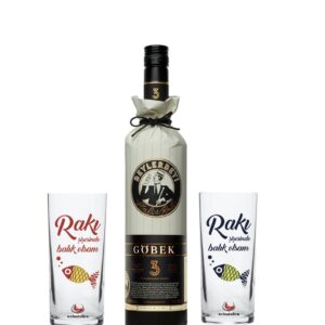 Beylerbeyi Göbek Rakısı balıklı kadeh seti