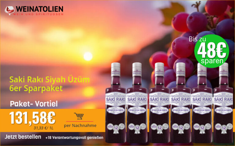 Saki Rakı Siyah Üzüm – 6er Sparpaket
