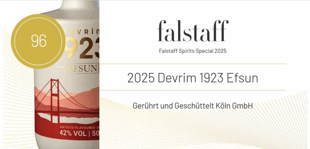 Alt-Text: Devrim 1923 Efsun Flasche mit 96 Falstaff-Punkten