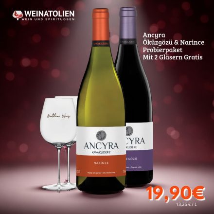 Ancyra Öküzgözü & Narince Probierpaket – Mit 2 Gläsern Gratis