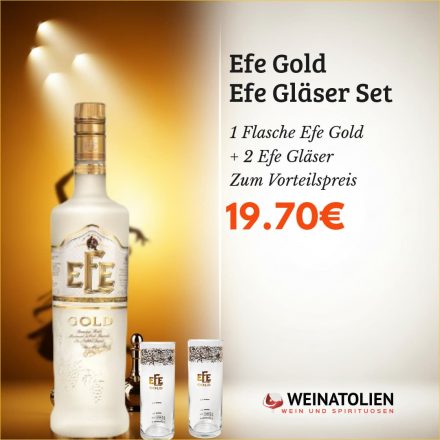 1 Flasche Efe Gold  + 2 Efe Gläser Zum Vorteilspreis