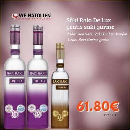 Saki Rakı De Lux Vorteilspaket – 2×70 cl + 35 cl GRATIS